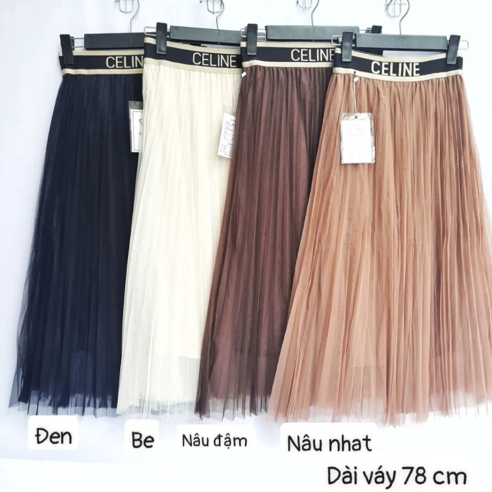 Chân váy xếp ly xòe dáng dài chất vải nhung ly dày dặn đẹp, lên đồ siêu  xinh, chân váy dài ~ 80cm | Shopee Việt Nam