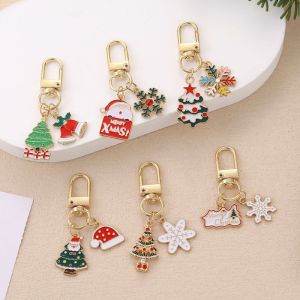 Christmas Series Alloy Keychain Cartoon Cute Santa Clause Christmas Tree Keychain Metal Xmas Pendant Gifts Accessories