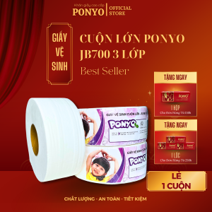 Giấy vệ sinh cuộn lớn chất lượng cao siêu dày tan nhanh PONYO JB700 3 lớp 700g - Thiên An Nam paper