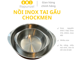 Nồi inox tai gấu nồi inox CHOCKMEN nồi inox thành thấp nồi inox bếp từ nồi từ thành thấp