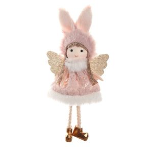 XYAX Cartoon Christmas Plush Angel Girl Dolls Soft Handmade Long Ears Angel Girl Ornaments Kids Gift Exquisite Xmas Tree Pendant Home Xmas Decor