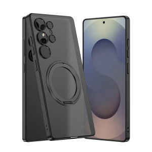 Rotating Kickstand S25 Ultra S25U Frosted Case Translucent Back Cover Magnetic Charging Samsung Galaxy S25Ultra Casing All-Round Protection Durable Hard PC Case with Raised Bezel