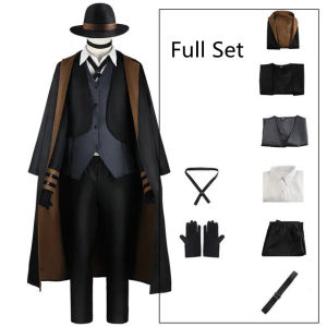 Bungo Stray Dogs Nakahara Chuuya Cosplay Costume Hat Glove Jacket Pants Trench Cloak Suits Outfit Halloween Party