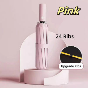 Automatic Umbrella 24 Ribs waterproof Windproof Anti-UV Sunscreen Large Umbrella Folding Sunshade