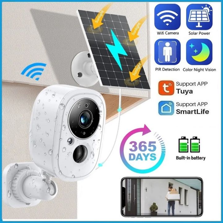 Tuya Smart 3MP Outdoor Wireless WIFI Solar Powered CCTV Camera Low