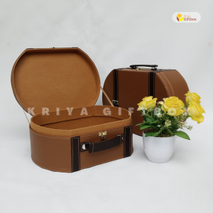 Giftbox Model Terbaru Warna Coklat | Box Hampers/Souvenir Murah Bahan Kulit Sintetis