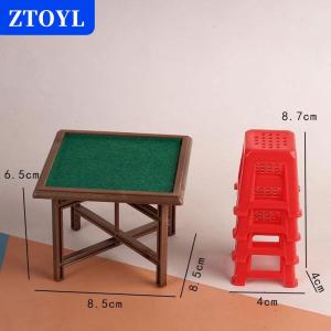 [COD]🔥🔥🔥ZTOYL 1Set 1:12 Dollhouse Miniature Mahjong Table And Chair Model Furniture Home Model Decor Toy Doll House Accessories