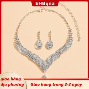 [COD] EHBqna 3PF Ship within 24 hours 2pcs thời trang thạch dây chuyền bông tai trang sức Set phụ kiện đám cưới của phụ nữ Quà Tặng