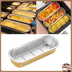 Quivlox 50pcs Disposable Grilled Durian Box With Cover Rectangular Aluminum Foil Bread Pan Baking Pans