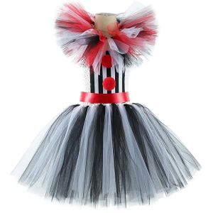 Halloween Art The Clown Costume for Kids Carnival Party Fancy Tutu Dress Girls Scary Striped Killer Clown Terrifier Costumes Set2026