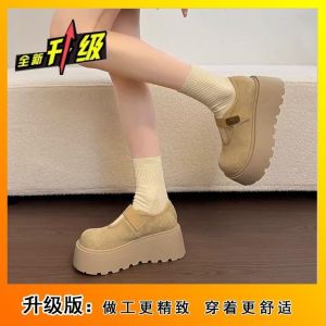 Free Shipping WomenS Shallow-Toe Flats 2026 New Spring Collection Platform-Soled Height-Increasing With Velcro Straps Loafers