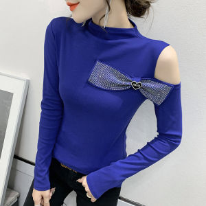 YIMEI Áo Mặc Trong Áo Thun Không Dây Không Đều Khí Ngoại Lai Hàng Châu Âu Mới Đầu Thu Cho Nữ Thiết Kế Màu Sắc Thuần Khiết Bên Trong Áo Ôm