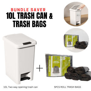 LOCAUPIN Two Way Opening Trash Bin Press Lid Garbage Bin and 5PCS/Roll Garbage Bag Recycling Waste Bag