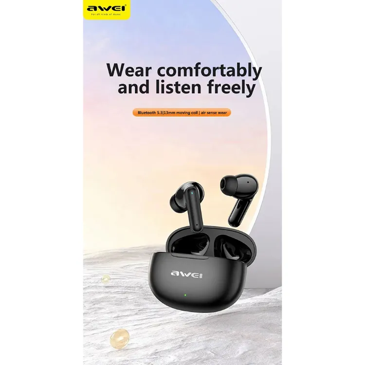 Awei T71 True Wireless Bluetooth Earbuds with Charging Case Low Latency  Earphone Gaming Headphone IPX4 Waterproof