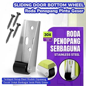 Roda Sliding Penopang Penahan Peninggi Penyangga Rel Bawah Pintu Turun Geser Lemari Meja Kursi Breket Caster Troli Etalase Door Lift Pro