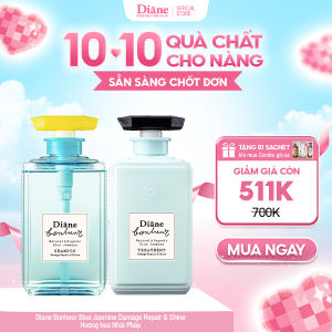 Cặp dầu gội xả tạo độ phồng phục hồi tóc hư tổn tóc xoăn xỉn màu Diane Bonheur Blue Jasmine 500ml*2