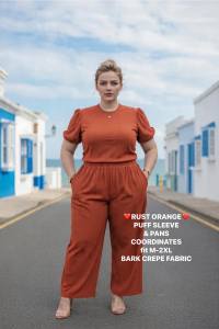 ELEGANT BARK CREPE COORDINATES PUFF SLEEVE TERNO SQUAREPANTS WITH 2-POCKET HIGH-QUALITY CAN FIT MEDIUM UP TO 2XL.