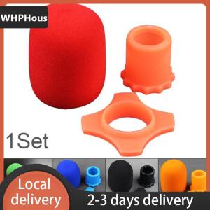 [COD] WHPHous Ship within 24 hours Microphone Anti-Roll Anti Skid Case with Microphone Sponge Cover Set Mic Protection Silicone Ring Bottom Rod Sleeve Holder