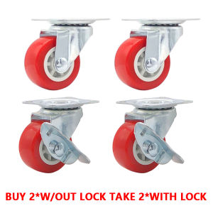 Topcon 4PCS Heavy Duty Rotating & with lock Durable Casters Wear Resistant Red PVC Material Wheels For Industrial Use