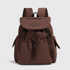 Original ALO Yoga Drawstring Backpack Nylon Large Capacity Travel Daypack Casual Yoga School Bag for Women