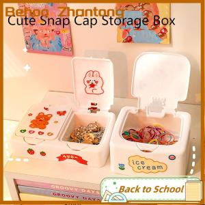 Behoo Kawaii Cartoon Desk Organizer Box Button Cosmetics Storage Box With Lid Mini Jewelry Organizer Cosmetics Makeup Container