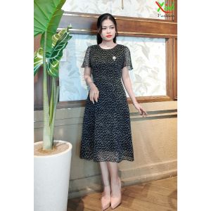 Đầm Suông Voan Cao Cấp 2 Lớp Thêu Hoa Diện Tiệc DL883Dl884