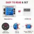 ThermoPro TM02 Digital Kitchen Timer with Dual Countdown Stop Watches Timer/Magnetic Timer Clock with Adjustable Loud Alarm and Backlight LCD Big Digits/ 24 Hour for Kids Teachers. 
