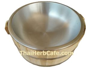 ถังไม้พร้อมอ่างอลูมิเนียม ถังสปาทรงแบน ถังแช่เท้า กว้าง 13 นิ้ว สูง 5.5 นิ้ว อ่างไม้ ถังใส่ข้าวสาร ถังใส่เครื่องดื่ม ถังไม้ใส่ของ ถังแช่ไวน์ ถังแช่เครื่องดื่ม ถังใส่น้ำแข็ง ถังไม้ทรงกลม ถังไม้เอนกประสงค์ โชว์วางหน้าร้าน ตกแต่งร้านค้า ดึงดูดลูกค้า