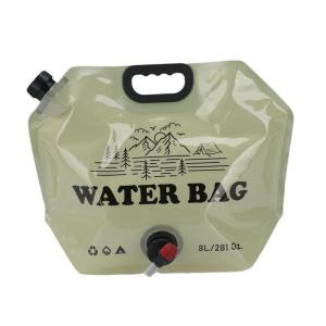 JACIRCLE 8L Outdoor Camping Water Storage Bag Portable Foldable Thickened Plastic Water Bag with Tap & Handle