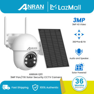 Solar CCTV IP Security 3MP Camera Outdoor Wireless Solar Cameras Wifi Outdoor with 360° ViewSpotlights Waterproof Color Night Vision PIR Human Detection2-Way Talk ANRAN Q01