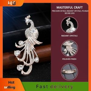 HB Fashion Statement Peacock Brooch Jewelry For Women Sparkling Crystal Pins For Coat Dress Elegant Accessories Formal Events