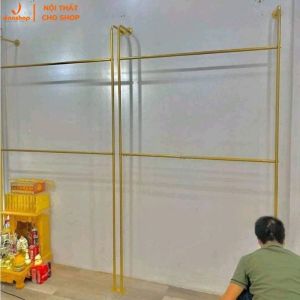 VNS-003 Xào Khung Sắt Treo Quần Áo Váy Đầm Bắn Tường 1 Tầng 2 Tầng. Giá Kê Treo Đồ 1 2 Tầng.
