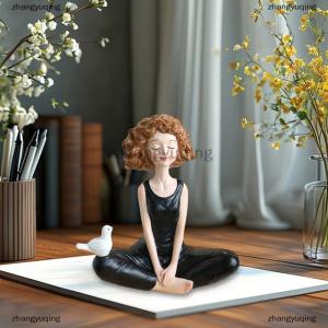[COD] zhangyuqing Yoga Girl Figurines Yoga Statue Art Sculpture Figure Resin Home Decoration Desk Ornament Statuette For Your Desk Bookshelf