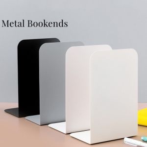 2PCS Metal Bookends Stand L-shaped Desktop Stand Metal Bookends Heavy Duty Book Stand Book Shelf