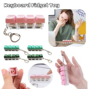 NOBLELYN Diy Keycaps Toy Keyboard Fidget Toys Seven-color Lights Stress Relief Keyboard Keychain Funny Finger Button Finger Keycaps Adults