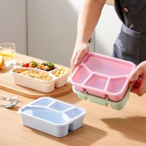 4 Compartments Bento Box Large capacity Wheat Straw Portable & Leakproof For Kids School Picnic Box