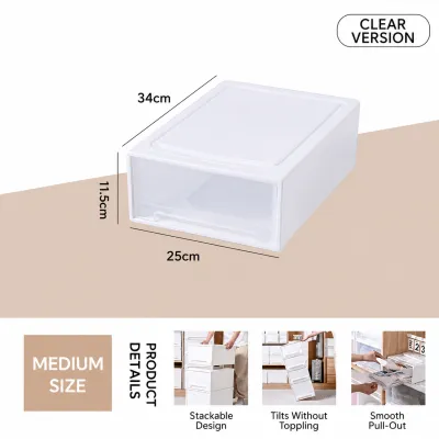 🇸🇬 🔥 Koala Home Stackable Storage Chest Drawers Box Transparent Plastic Shoe box Large