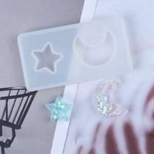 Cetakan Resin Star Moon Cetakan Gantungan Kunci Bentuk Bulan Bintang Cetakan Liontin Anting Kalung Bahan Silikon Karet Silicone Elastis Lentur Silicon Anti lengket