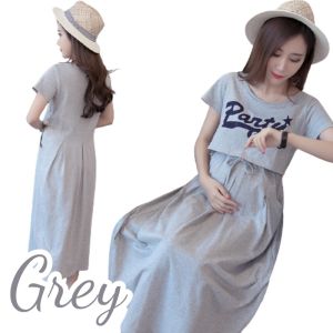 Maternity Dress Nursing Breastfeeding Pregnant Dresses Korean Fashion Short Sleeve Skirt Baju Ibu Mengandung Menyusu 孕妇裙 哺乳裙 Ready Stock 544002 - BB BabyShop