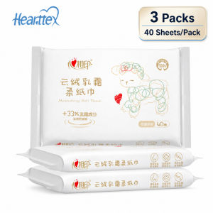 【3/6Packs】心相印Hearttex Moisturizing Facial Tissue 40 Sheets 3-Ply Soft Lotion Tissue for Sensitive Skin