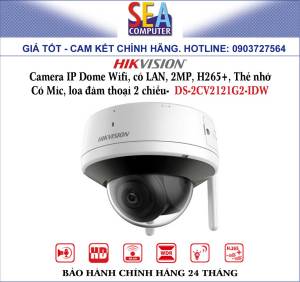 HIKVISION Camera IP Dome Wifi có LAN 2MP H265+ Thẻ nhớ Có Mic loa đàm thoại 2 chiều-  DS-2CV2121G2-IDW
