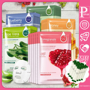PERWARM Skin Care Natural Fruit Plant Facial Mask Moisturizing Oil-Control Blueberry Cucumber Pomegranate Fruit Aloe Sheet Face Mask(S1A-P1)