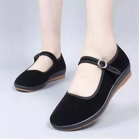 Black flat outlet shoes for work