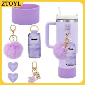 ZTOYL 6Pcs Phụ Kiện Thiết Lập Chai Nước Khởi Động Bìa Mini Hooks Son Môi Tay Áo Pouch Pom Daisy Quyến Rũ Keychain Cho Stanley Cốc