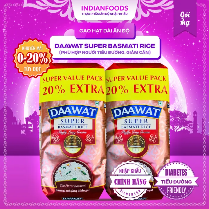 Gạo Ấn Độ hạt dài DAAWAT Super Basmati Rice 1kg
