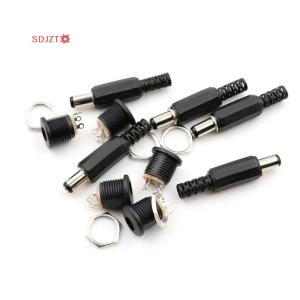 🚚【Local Express Delivery】🚚 10 Pcs 5.5mm x 2.1mm Male DC Power Plug Connector Screw Lock Female Panel Socket