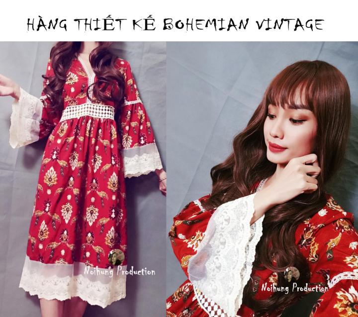 Đầm maxi thổ cẩm vintage xẻ tà | Shopee Việt Nam
