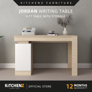 KitchenZ 120cm 4Ft Writing Table with Storage 15mm Thick Board Durable Stable Office Study Table Jordan Series