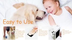 [PawTech Lab]Pet Paw Print Photo Frame Kit    Smart Inkless Keepsake    Wooden Picture Frame with a Cat Design.