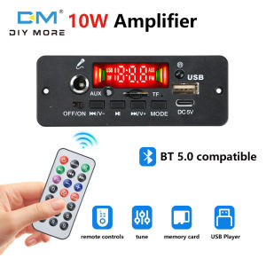 บอร์ดเครื่องขยายเสียง BT5.0จอแสดงผลดิจิตอล DC 3.7-5V แบบ2*5W BT บอร์ดเครื่องถอดรหัส MP3มัลติฟังก์ชั่นพร้อมเครื่องขยายเสียง